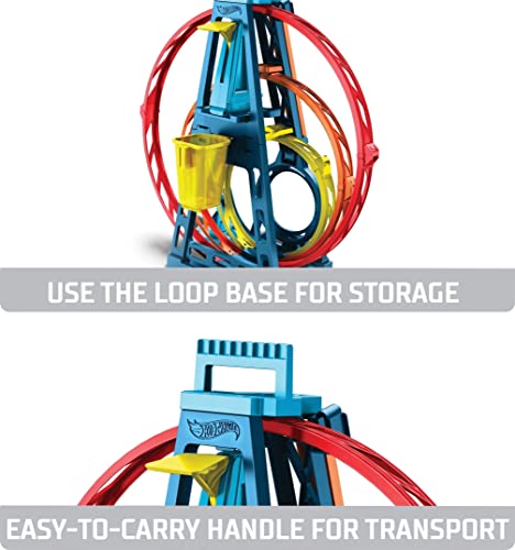 Hot Wheels Track Builder Playset Triple Loop Kit, Multiple Configurations, Connects to Other Sets, 1:64 Scale Toy Car, Orange