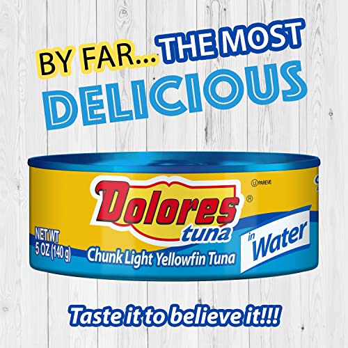 Dolores Tuna Chunk Light Yellowfin Tuna in Water, 5oz Canned Tuna, 24 Pack