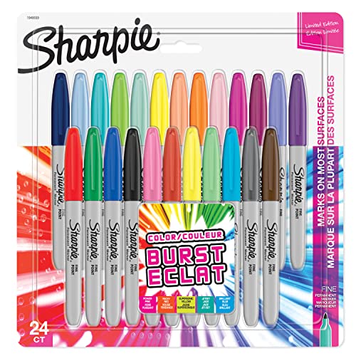 Sharpie Permanent Markers | Fine Point | Colour Burst & Assorted Original | 24 Count