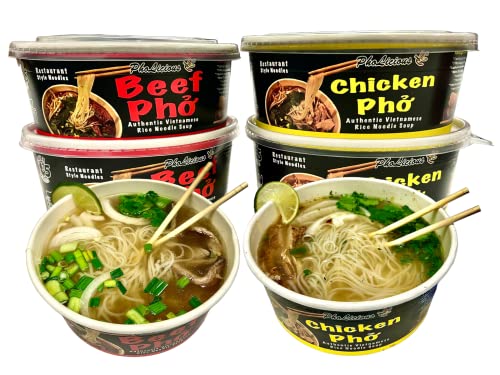 Instant Pho Beef/Chicken Combo Pack of 4 / Authentic Vietnamese Soup/Pholicious Brand - New