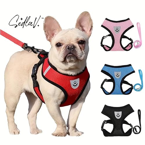 SEDLAV Comfy Dog Harness - All Weather Mesh, Escape Proof, Soft Puppy Vest - Adjustable Reflective Step-in air Harness by Best Pet Supplies - Breathable, Lightweight, Secure Pet Vest