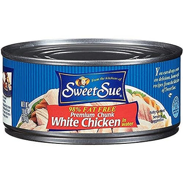 Sweet Sue Chunk White Chicken in Water, 10 oz Can (Pack of 12) - 11g Protein per Serving, 97% Fat Free - Gluten Free, Keto Friendly - Great for Snack, Lunch or Dinner Recipes