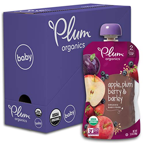 Plum Organics Stage 2 Organic Baby Food, Apple, Plum, Berry & Barley, 3.5 Ounce Pouch (Pack of 6)