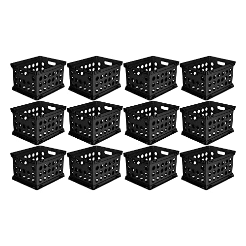 Sterilite Stackable Sturdy Storage Crate Organizer Bins with Handles for File and Document Organization for Homes, Offices, and Work Areas, 12 Pack