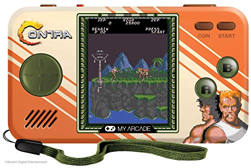 My Arcade Contra Pocket Contra and Super Contra, CO/VS Link for CO-OP Action, Full Color Display, Volume Controls, Headphone Jack, Battery or Micro USB Powered (DGUNL-3281) - Electronic Games