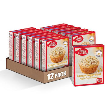 Betty Crocker Lemon Poppy Seed Muffin and Quick Bread Mix Topped With Lemon Glaze, 14.5 oz. (Pack of 12)