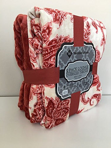 Member's Mark Velvet Plush Throw Blanket 2 Pack Lounge Oversized Throws (Riley, 60" x 70")