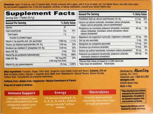 Emergen-C Vitamin C Tangerine Flavored Drink Mix 30 Packets, 0.33 oz