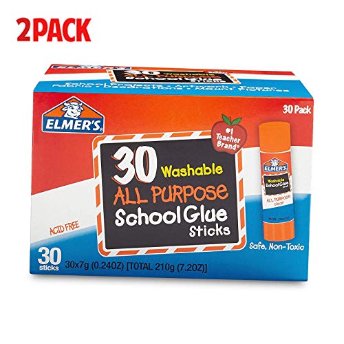 Elmer's All Purpose School Glue Sticks, Washable, 7 Gram, 30 Count (2-Pack)