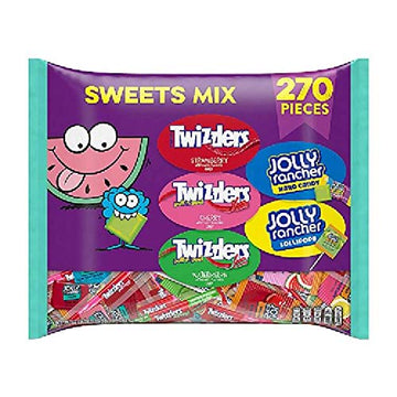 Hershey's Snack Size Sweet Mix~ Twizzlers Strawberry, Cherry Pull'n'Peel, Watermelon Jolly Rancher Hard Candy and Lollipops270 Pieces