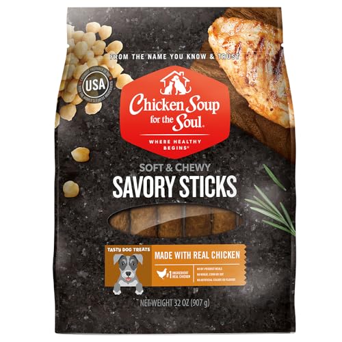 Chicken Soup for the Soul Pet Food Savory Sticks Chicken Dog Treats 32oz - Soy Free, Corn Free, Wheat Free -Made with Real Ingredients No Artificial Flavors or Preservatives