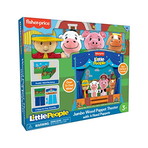 TCG Toys Little People Theater with 4 Puppets -Tabletop Theater w/ 4 Puppet Figures Including Farmer, Cow, Pig, & Horse. Tabletop Theater Great for Preschool, Elementary, Children, Girls and Boys