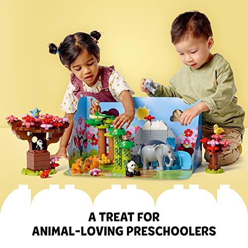 LEGO DUPLO Wild Animals of Asia 10974, Bricks Set with Panda & Elephant Baby Animal Toy Figures Plus Sounds, Toys for Toddlers, Girls & Boys Age 2-5