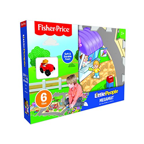 Fisher-Price 6 Pc Mega Floor Mat with Vehicle Playmat with Vehicle