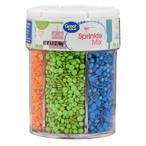 Great Value Sprinkle Mix, 6-Cell, Red/Pink/Purple/Blue/Green/Orange, 6.35 oz