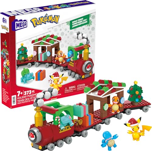 MEGA Pokémon Action Figure Building Toys, Holiday Train with 373 Pieces, 4 Poseable Characters, For Kids