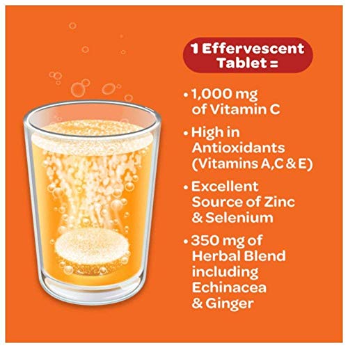 Airborne Zesty Orange Effervescent Tablets,1000mg of Vitamin C - Immune Support Supplement 30ea (Pack of 72)