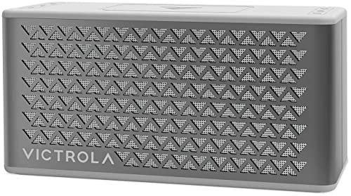 Victrola Music Edition 2 Tabletop Bluetooth Speaker, IP67 Water and Dust Resistant, 20 Hour Battery Life, Multi-Speaker Pairing, Premium Sound and Passive Bass Radiator, Silver