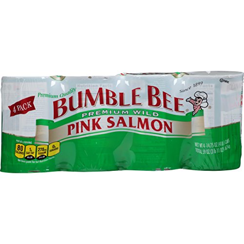 BUMBLE BEE Wild Pink Salmon, 14.75 Ounce Can (Pack of 4), Ready to Eat Canned Salmon, High Protein, Keto Food, Keto Snack, Gluten Free, Paleo Food, Low Carb Snacks, Canned Food