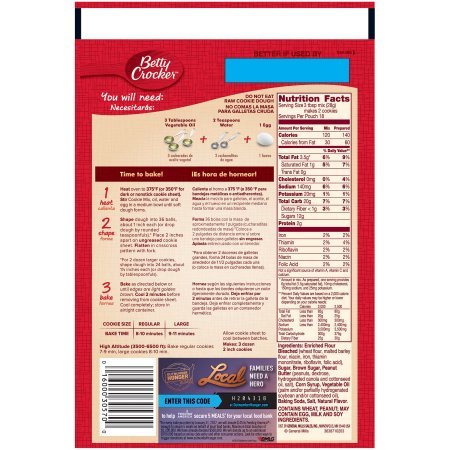 PACK OF 18 - Betty Crocker Cookie Mix Peanut Butter 17.5 oz Pouch