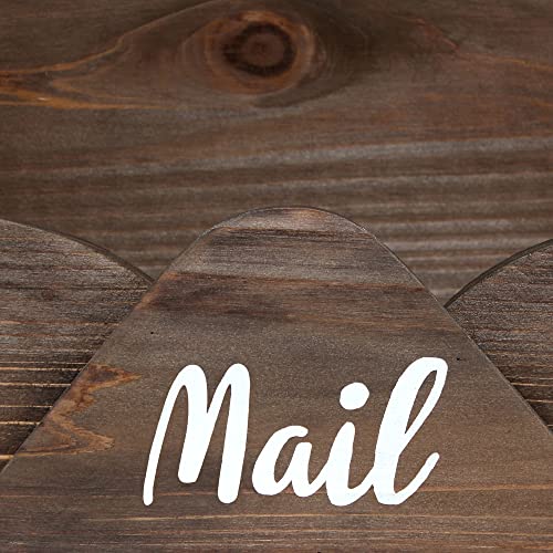 Elegant Designs HG2020-BWN Homewood Farmhouse Wooden Decorative Envelope Shaped Desktop Letter Holder, Bill Organizer, Storage Box, Crate with Mail White Script for Décor, Countertop, Office, Brown