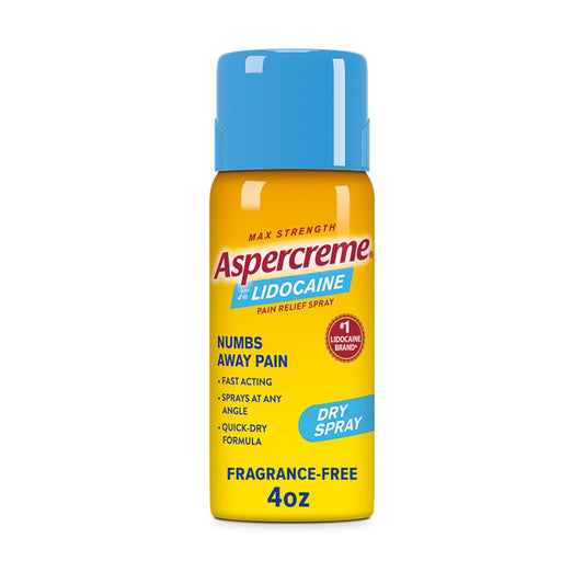 Aspercreme Max Strength Lidocaine Pain Relief Dry Spray 4 oz. Odor Free