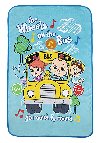 CoComelon Musical Warm, Plush, Throw Blanket That Plays The Theme Song - Extra Cozy and Comfy for Your Toddler, Blue