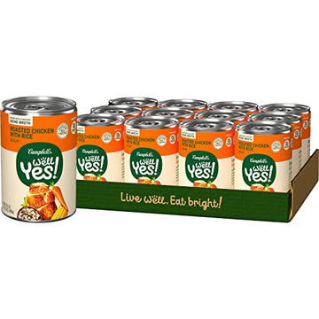 Campbell's Well Yes! Roasted Chicken with Rice Soup with Bone Broth, 16.3 Oz Can (Case of 12)