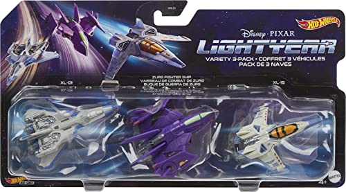 Mattel Disney Pixar Lightyear Hot Wheels Fleet Starship 3-Pack, Officially Licensed Starships from Lightyear, Toy for Kids 3 Years & Older & Collectors
