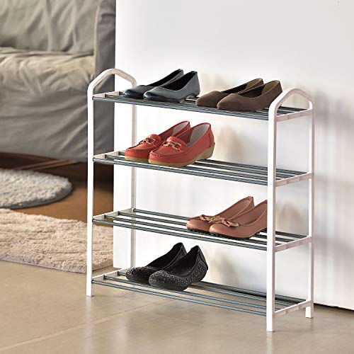 Moxeay 4-Tier Shoe Rack Storage Organizer Stackable Shoe Shelf Freestanding Shoe Rack for Entryway Hallway, Closet, Bedroom, Hold Up to 12 Pairs of Shoes, 24.4