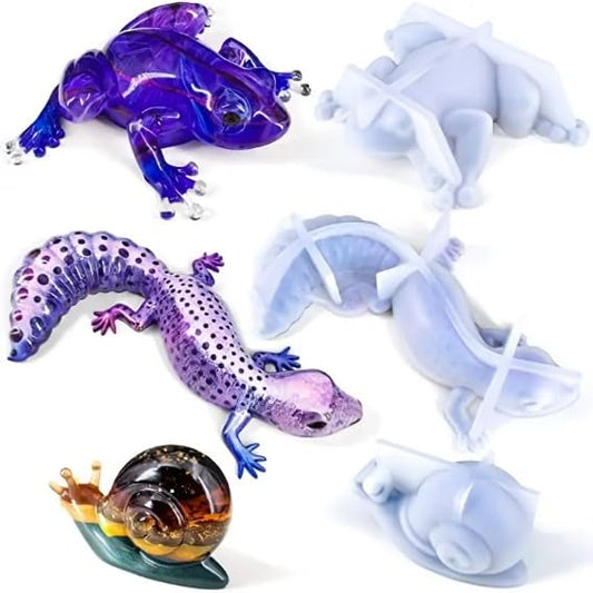 SEDLAV Artistic Animal Epoxy Resin Bend Kit: Snail, Frog, and Lizard Designs for Creative Home Decor and DIY Projects