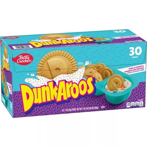 Dunkaroos Vanilla Cookies and Vanilla Frosting with Rainbow Sprinkles by Betty Crocker (30 count) 2 lb box