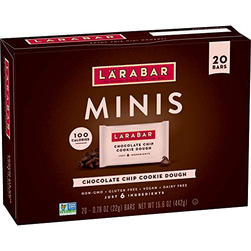 LÄRABAR Chocolate Chip Cookie Dough Mini Bars, Gluten Free Vegan Bar, 20 ct