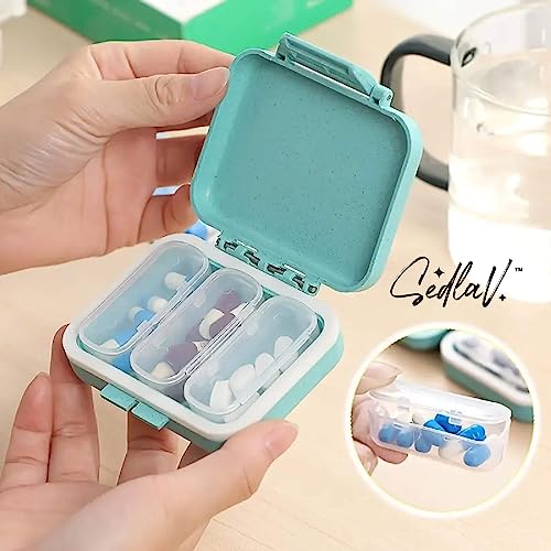 SEDLAV Pill Organizer with Grid Compartments - Large Vitamin Organizer 7 Day System, Compact, Portable and Travel-Friendly; Daily Pill Organizer Pill Caddy