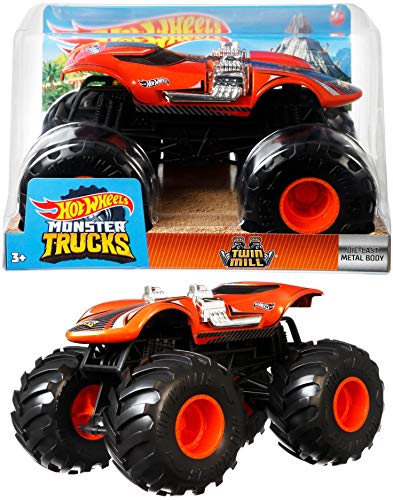 Hot Wheels Monster Truck 1:24 Scale Twin Mill Vehicle with Giant Wheels for Kids Age 3 to 8 Years Old, Great Gift, Toy Trucks Large Scale