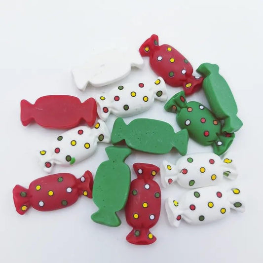 SEDLAV 10pcs Resin Cute Christmas Candy Flatbacks - Novelty Crafts Embellishments for DIY Xmas Decorations, Scrapbooking, Cardmaking, and Jewelry Charms - Festive 30x14mm Cabochons