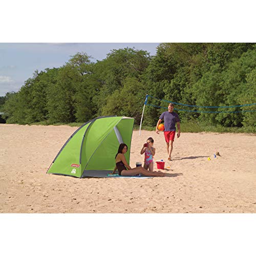Coleman Beach Tent, Pop Up Canopy Tent, UPF 50+ Beach Shade Sun Shelter, Compact Portable Beach Tent, Green