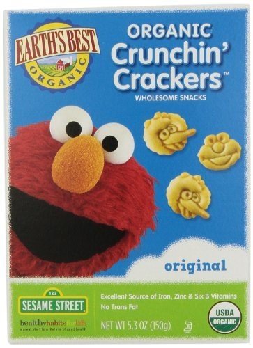 Earth's Best Organic Original Sesame Street Crunchin' Crackers - Case of 6 - 5.3 oz.