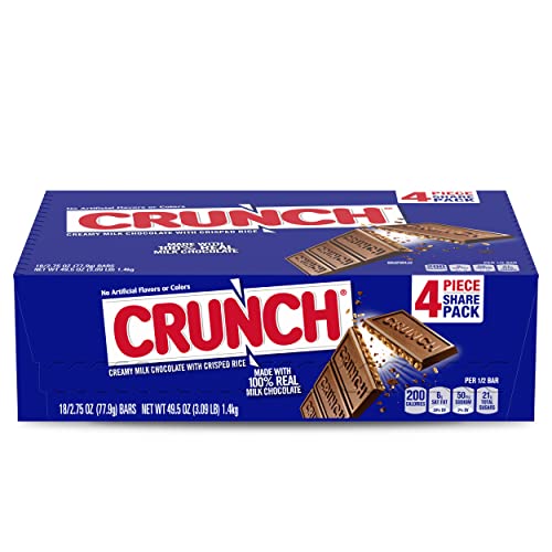 CRUNCH, Bulk 18 Pack, Milk Chocolate Candy Bars, 4 Piece Share Size, Valentine's Day Gift, 2.75 oz Each