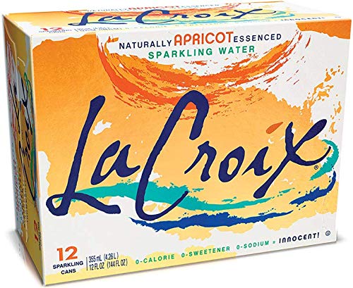 LaCroix Sparkling Water, Apricot 12oz Cans, 12 Pack, Naturally Essenced, 0 Calories, 0 Sweeteners, 0 Sodium