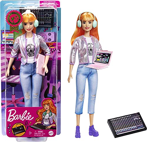 Barbie Career of The Year Music Producer Doll (12-in), Colorful Orange Hair, Trendy Tee, Jacket & Jeans Plus Sound Mixing Board, Computer & Headphone Accessories, Great Toy Gift