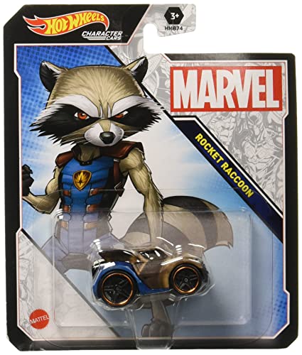 Hot Wheels Character Cars Marvel Rocket Toy Vehicle for Ages 3 and Up