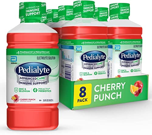 Pedialyte Advanced Care Oral Electrolyte Solution Cherry Punch Flavor 33.8 OZ (Pack of 8)