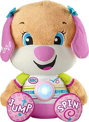 Fisher-Price Laugh & Learn Toddler Learning Toy So Big Sis Musical Plush Puppy With Smart Stages Content For Ages 18+ Months