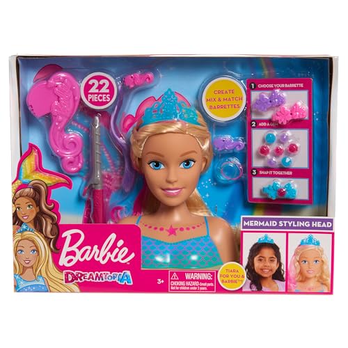 Barbie Dreamtopia Mermaid Styling Head, 22 pieces, Kids Toys for Ages 3 Up by Just Play