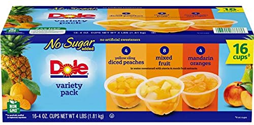 DOLE NO SUGAR ADDED MIXED FRUIT VARIETY PACK 4OZ