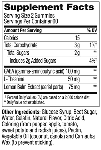 OLLY Goodbye Stress Gummy, GABA, L-Theanine, Lemon Balm, Stress Relief Supplement, Berry - 120 Count