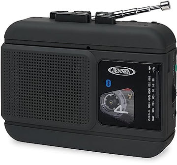 JENSEN MCR-60 MCR-60 Portable Personal Cassette Player/Recorder with AM/FM Radio, Bluetooth, and Earbuds, Black