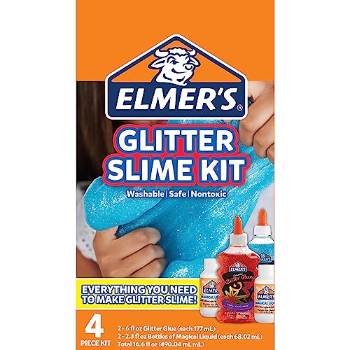 Elmer's Glitter Slime Kit, Liquid Glitter Glue, Assorted Colors, with Glue Slime Activator, 4 Count