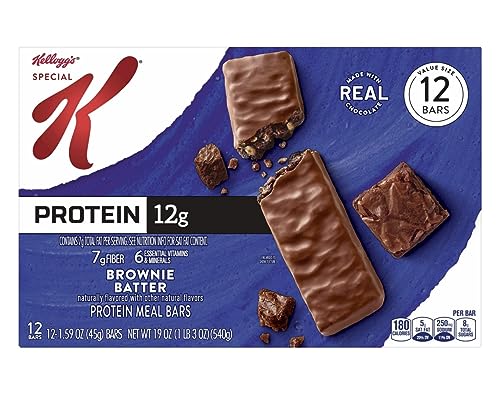 Kellogg's Special K Protein Meal Bars, Meal Replacement, Protein Snacks, Value Size, Brownie Batter, 19oz Box (12 Bars)